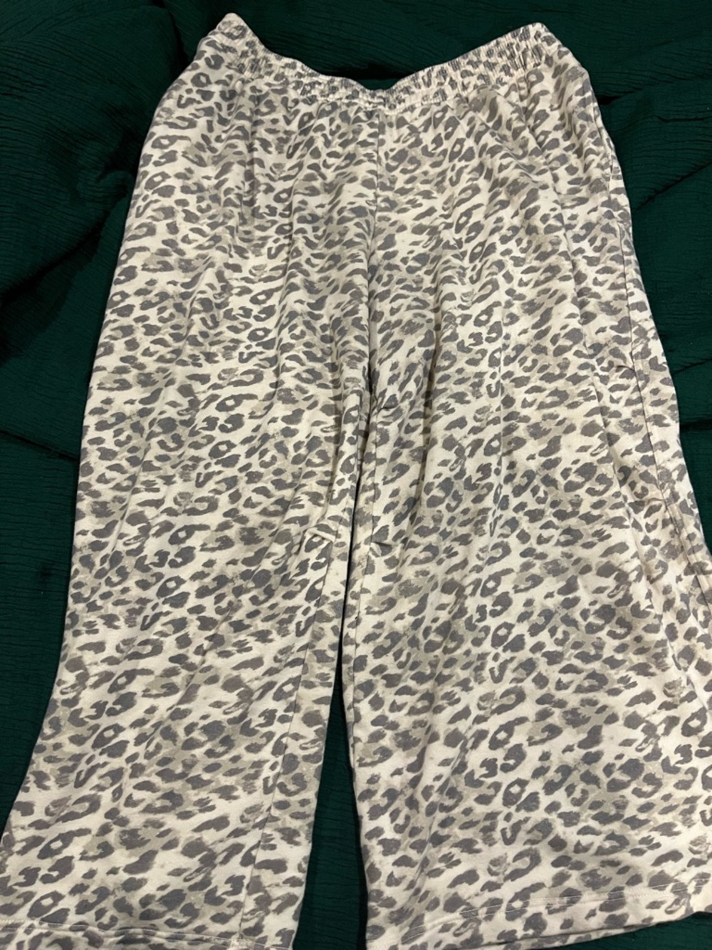 aerie Cream and Gray Leopard Print Lounge Sweatpants